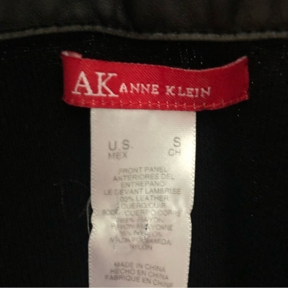 Anne Klein Leather Sweater S JACKET Button Up Black Ribbed Pockets Fall Winter - Picture 6 of 7